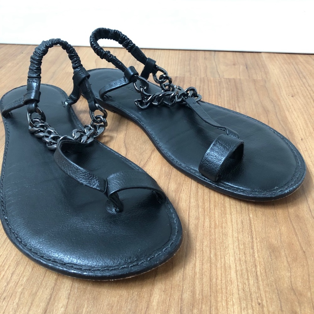 BCBGMaxAzria Black And Chrome Chain Sandals